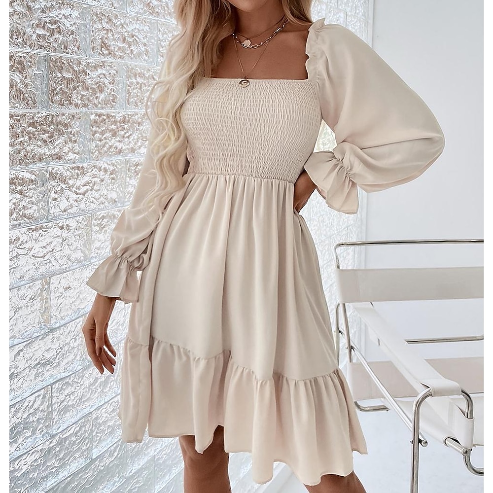 Retro Vintage Mittelalterlich Renaissance Mini Kleid Flare-Kleid Puffärmel Elfen Regentschaft inspiriert Damen Fantasie Urlaub Casual LARP Erwachsene Kleid Frühling Sommer Lightinthebox