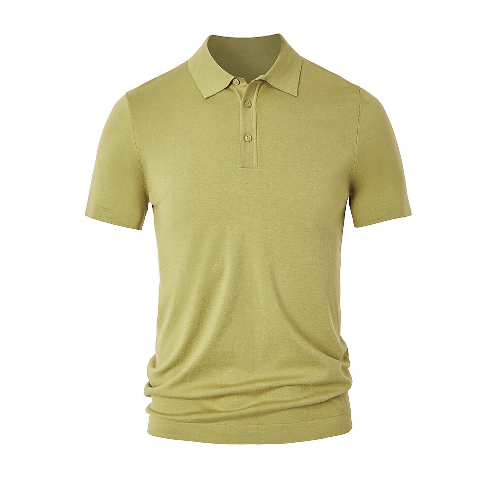 Herren Polo Strick-Polopullover Geschäft Lässig Revers Kurzarm Formell Einfarbig Patchwork Knöpfe Sommer Schwarz Braun Grün Dunkelgrau Dunkelkaffee Polo Lightinthebox