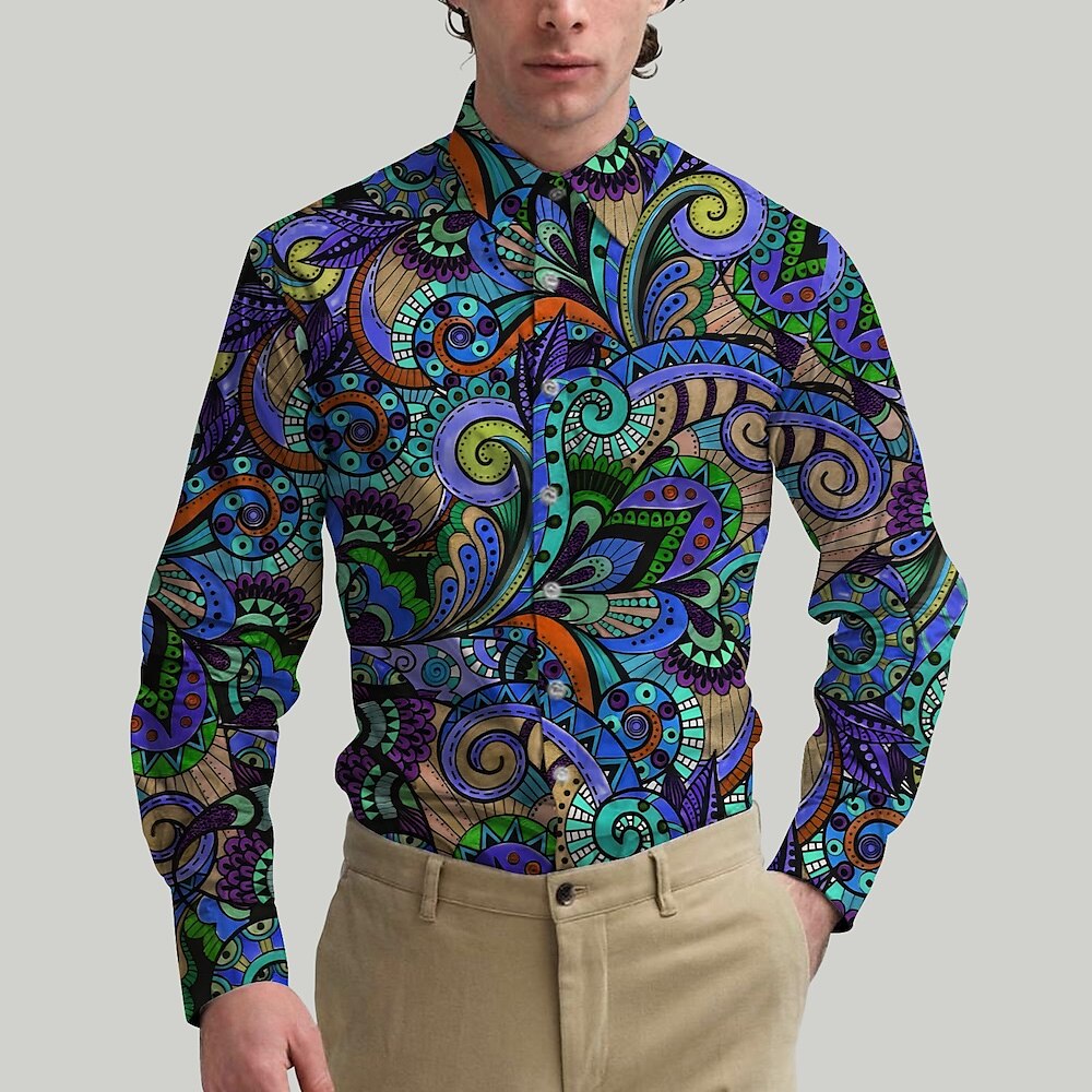 Retro Vintage 1970er Hemd Aloha-Hemd Hippie Paisley-Muster Herren Maskerade Party Alltagskleidung Erwachsene Hemd Lightinthebox