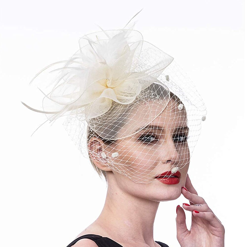 Fascinator Polyester Fedora-Hut Schlapphut Schleierhut Hochzeit Teegesellschaft Kentucky Derby Pferderennen Damentag Elegant Vintage Einfach Mit Feder Mini Punkte Kopfschmuck Kopfbedeckung Lightinthebox