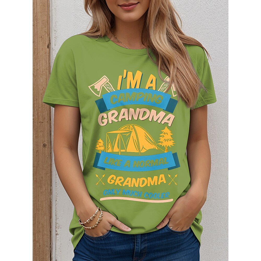 Damen T Shirt Grafik Buchstabe Stilvoll Lässig Kurzarm Rundhals Normale Oberteile Täglich Wochenende Druck Schwarz Rosa Rote Grün Sommer Frühling Lightinthebox