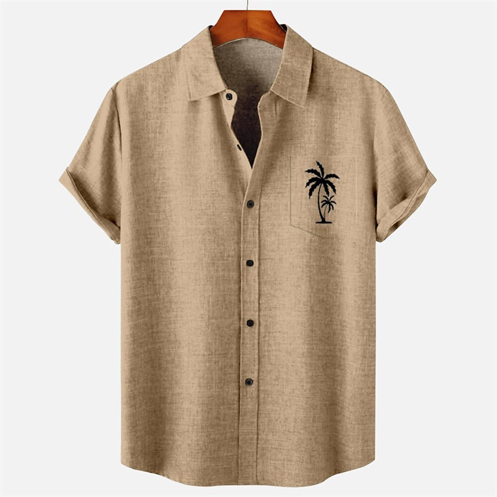 Herren Hemd Sommerhemd Freizeithemd Strandhemd Knopfhemd Schwarz Weiß Blau Purpur Kaki Kurzarm Bedruckt Hemdkragen Urlaub Hawaiianisch Bekleidung Polyester Mode Lässig Bequem Lightinthebox