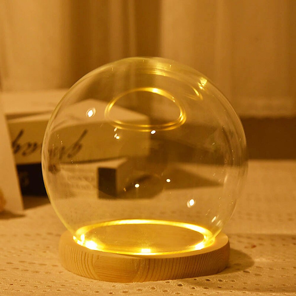 Deko-Nachtlichter, runde Glaskuppel, Glocke mit Holzsockel, dekorative Abdeckung im Querformat, Tischdisplay mit Licht für Weihnachten, Basteln, Geburtstag, Urlaub, Halloween, Heimdekoration, Lightinthebox