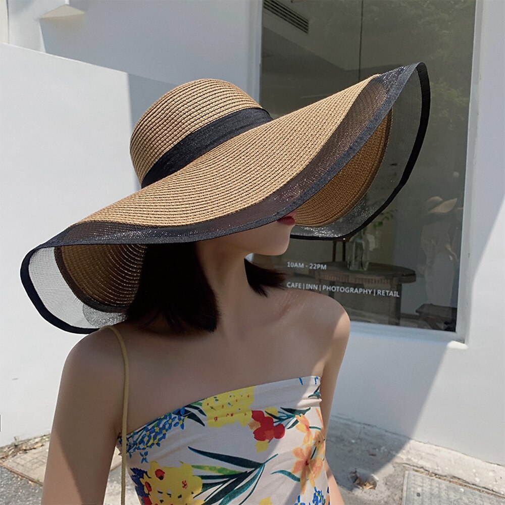 Sonnenhut für den Sommer, breite Krempe, Strandhut für Damen, UV-Schutz, Netz-Sonnenhut als Gesichtsschutz, Sonnenschutzkappe für Reisen im Freien Strand Lightinthebox