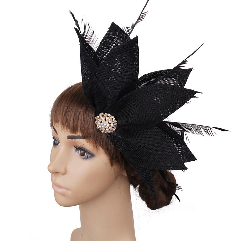 Kopfstück Leinenoptik Federn Hochzeit Abendgesellschaft Elegant Hochzeit Mit Feder Kopfschmuck Kopfbedeckung Lightinthebox