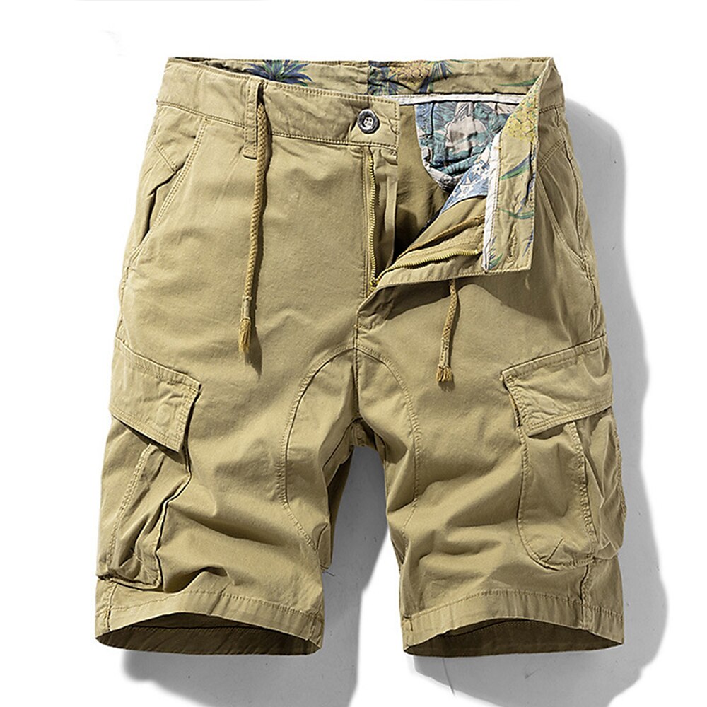 Herren Cargo-Shorts Shorts Sommershorts Kordelzug Elastischer Bund Mehrere Taschen Einfach Komfort tragbar Knielang Outdoor Sport Täglich Mode Lässig Schwarz Khaki Lightinthebox
