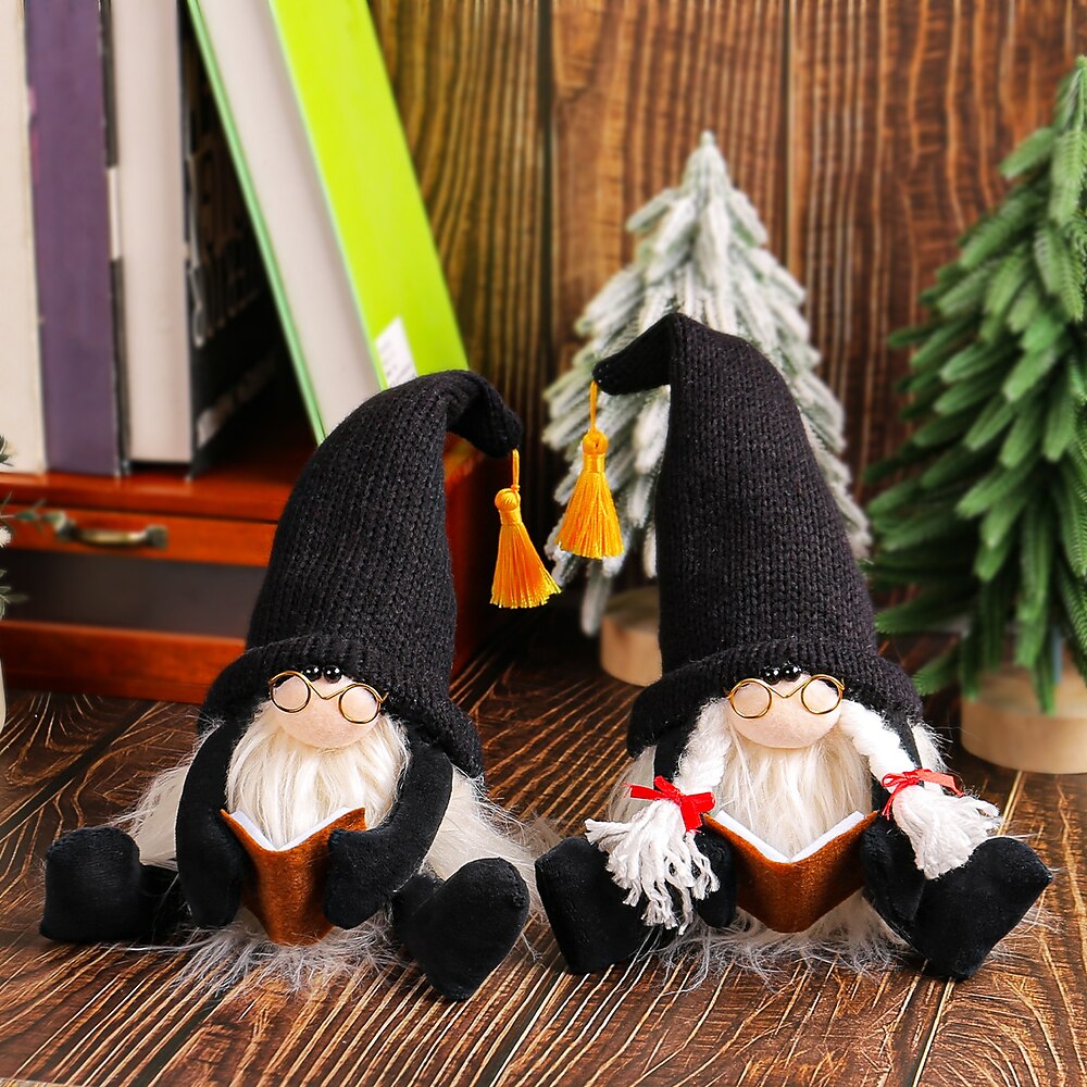 Abschlussgeschenk Wichtel Strickmütze, süße gesichtslose sitzende Puppe, Feiertags-Desktop Schaufensterdekoration Figur Lightinthebox
