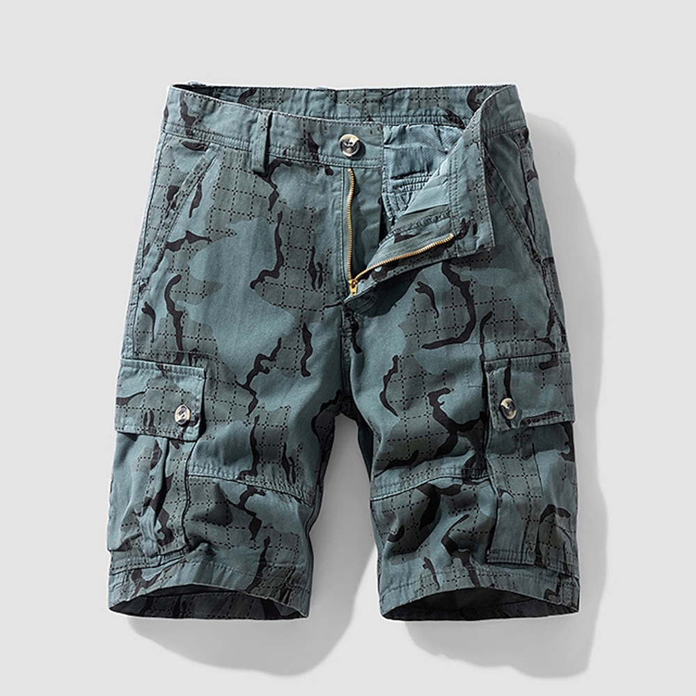 Herren Cargo-Shorts Shorts mit Camouflage-Muster Shorts Sommershorts Mehrere Taschen Button-Down Klappentasche Blumenmuster Komfort tragbar Knielang Outdoor Sport Täglich Mode Lässig Gelb Armeegrün Lightinthebox