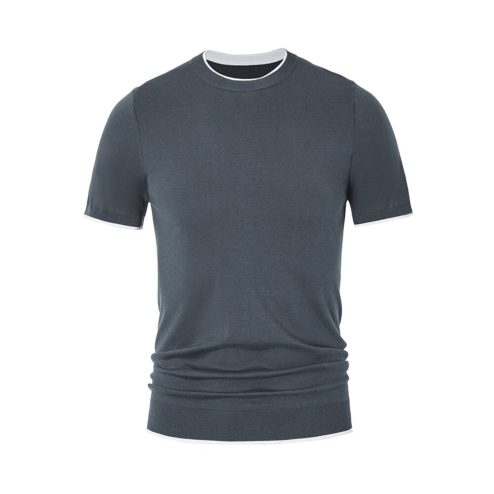 Herren T Shirt Kurzarm Rundhalsausschnitt Sommer Einfarbig Täglich Alltagstauglich Freizeit Farbblock Urlaub Lässig Dunkelgrau Schwarz Grün Top T-Shirt für Herren Lightinthebox