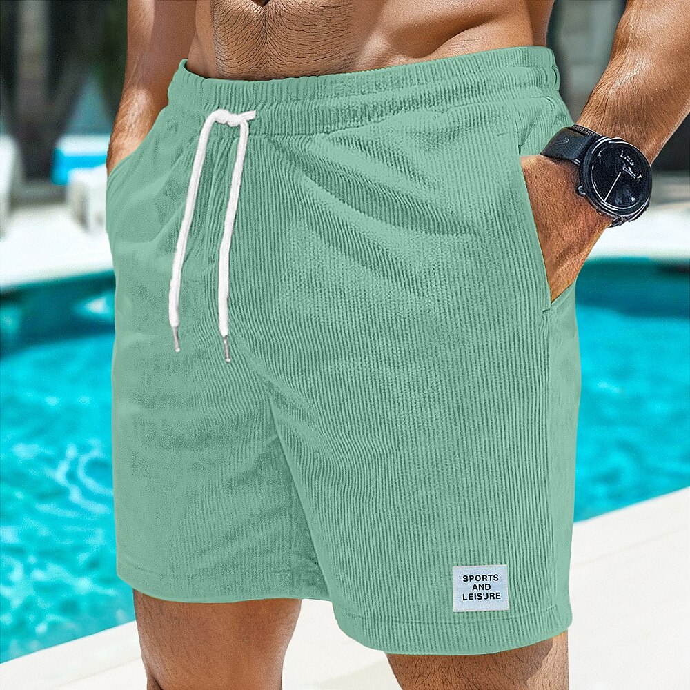 Herren Aktiv Shorts Laufshorts Freizeitshorts Cordshorts Tasche Kordelzug Elastischer Bund Einfarbig Atmungsaktiv Außenbereich Sport im Freien Lässig Täglich Lässig / Sportlich Schwarz Gelb Lightinthebox