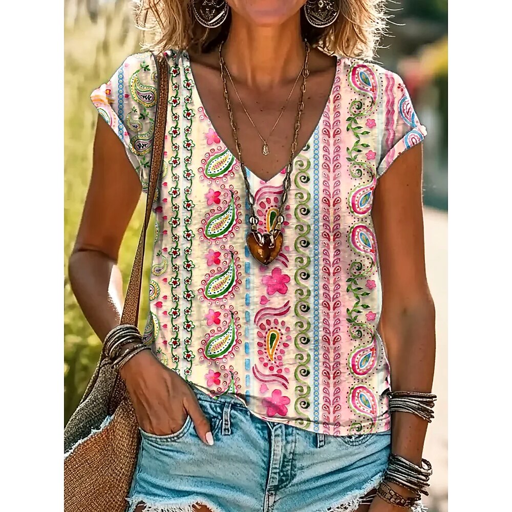 Damen Boho Camisole Tank Top Blumen Grafik Paisley Böhmen Vintage Casual Ärmellos Rundhalsausschnitt Normale Oberteile Alltag Wochenendurlaub Print Rosa Sommer Lightinthebox