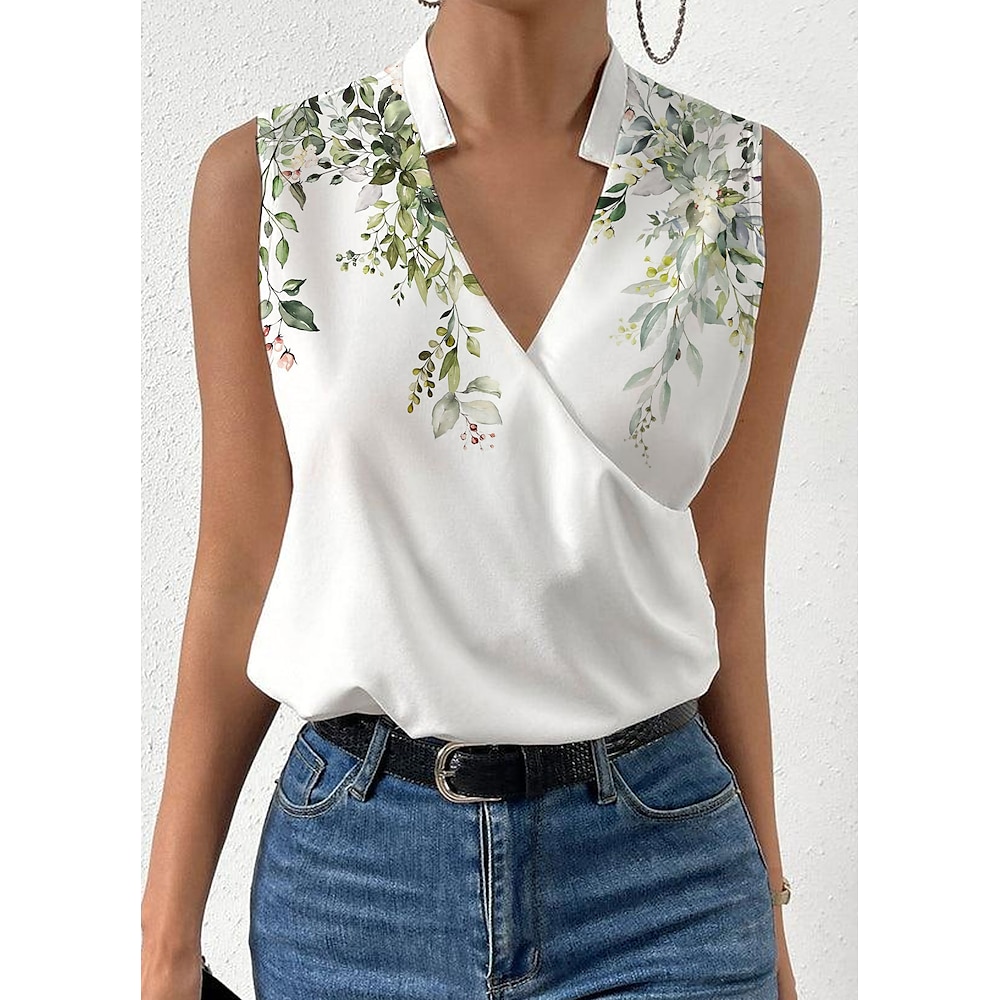 Damen Camisole-Tanktop Blumen Grafik Stilvoll Strand Ärmellos V Ausschnitt Normale Oberteile Täglich Druck Grün Frühling Herbst Lightinthebox