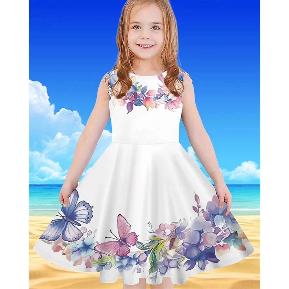 Mädchen' 3D Schmetterling Kleid Ärmellos Sommer Frühling Urlaub Täglich Ferien Prinzessin Schön Süß Kinder 4-12 Jahre Freizeitkleid A Linie Kleid Knielang Normale Passform Lightinthebox