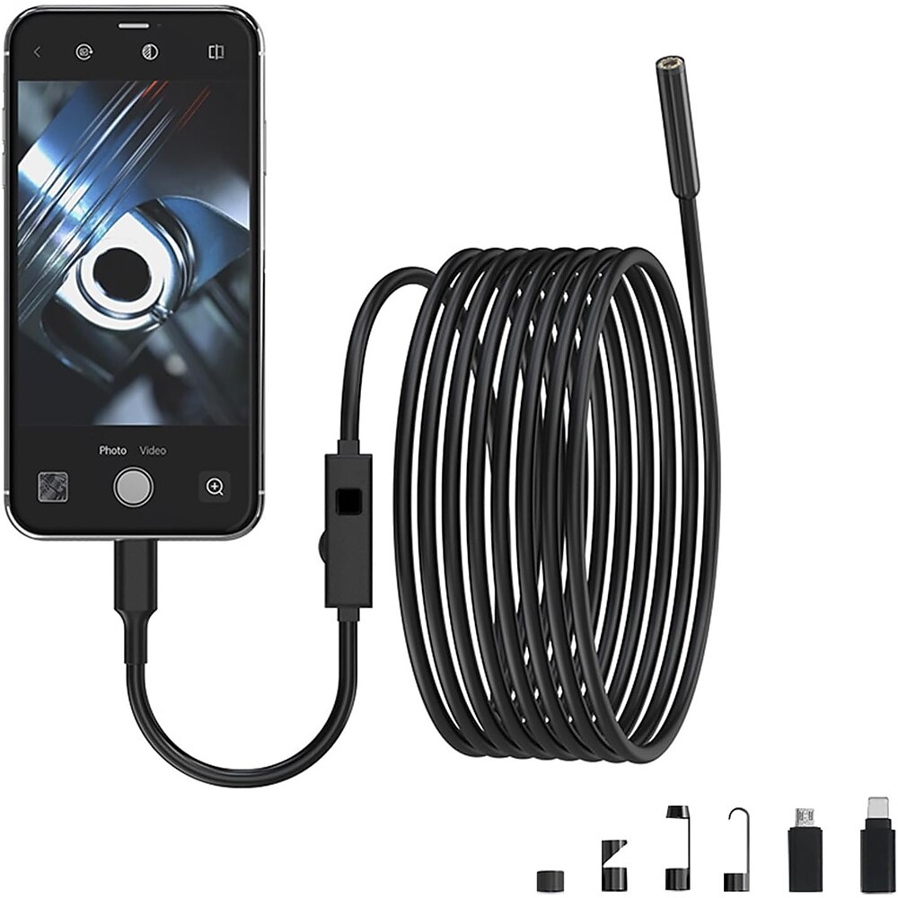 Endoskopkamera mit Licht, wasserdichtes Schlangeninspektionsendoskop mit 8 LED-Leuchten, 2,0-Megapixel-HD-Kamera für iOS Android-Telefone Lightinthebox