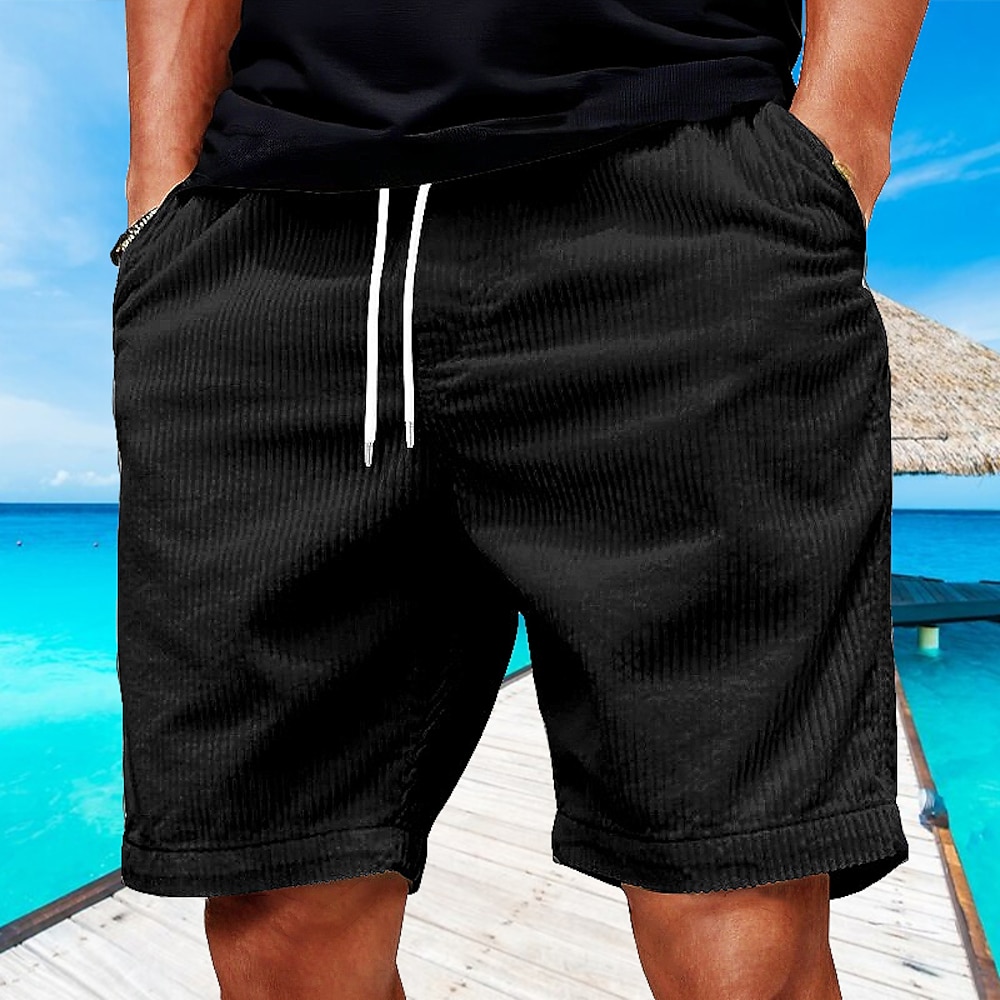 Herren Shorts Kurze Hosen Sommer-Shorts Lässige Shorts Tasche Kordelzug Elastische Taille Glatt Komfort Atmungsaktiv Kurz Outdoor Urlaub Sport Brautkleider schlicht Schwarz Gelb Lightinthebox