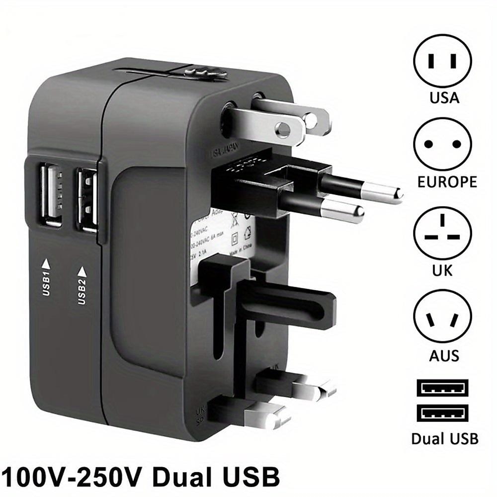 Universal-Reiseadapter, Mehrfachstecker, Dual-USB-Anschluss, Steckdosen-Ladekonverter, EU-US-UK-AU-Stecker erhältlich Lightinthebox