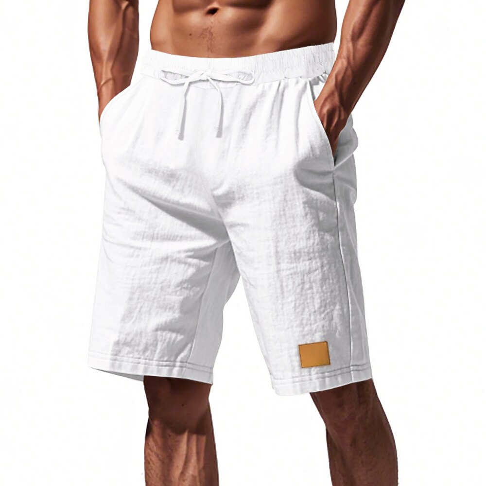 Herren Shorts Leinenshorts Sommershorts Strandshorts Kordelzug Elastischer Bund Gerader Schnitt Einfach Komfort Atmungsaktiv Knielang Outdoor Täglich Ferien Mode Klassicher Stil Cachi scuro Schwarz Lightinthebox