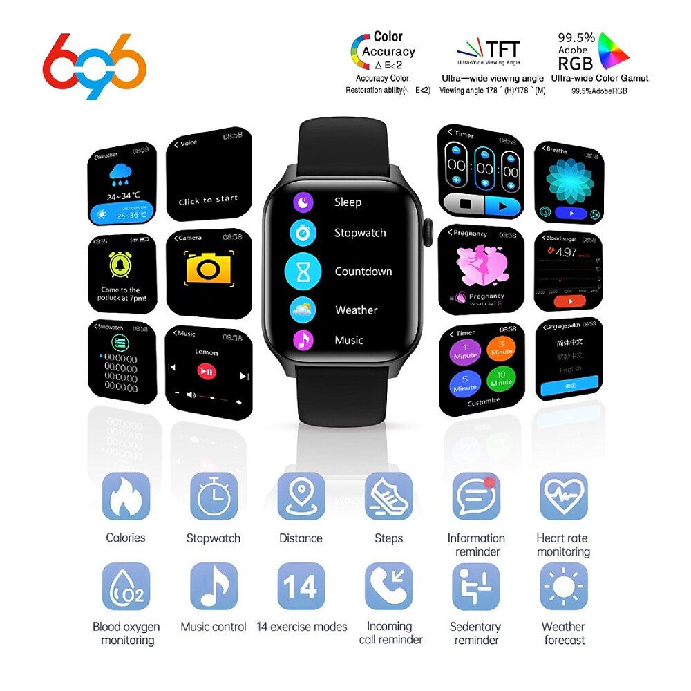 696 T12PRO Smartwatch 1.85 Zoll Smartwatch Fitnessuhr Bluetooth EKG PPG Schrittzähler Anruferinnerung Kompatibel mit Android iOS Damen Herren Freisprechanrufe Nachrichtenerinnerung IP 67 38mm Lightinthebox