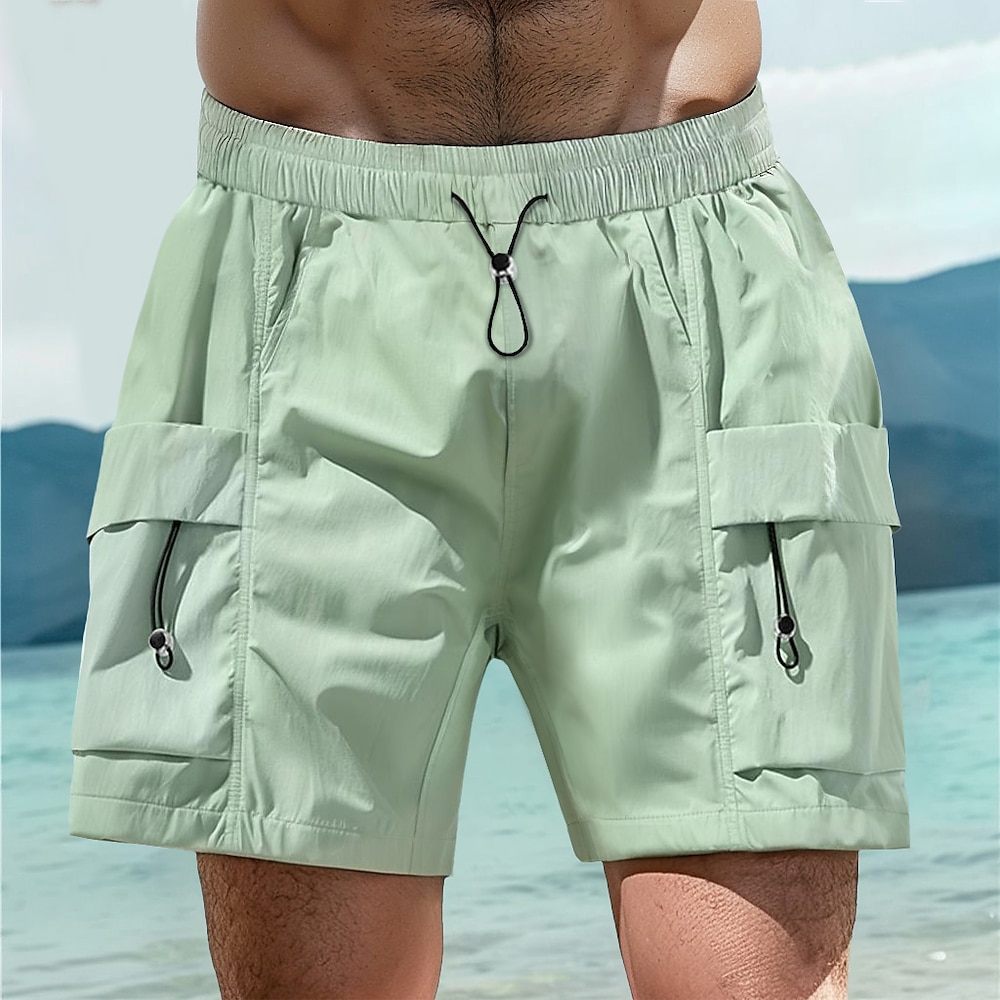 Herren Cargo Shorts Kurze Hosen Shorts Kurze Hosen Bermudas Lässige Shorts Elastische Taille Multi Pocket Gerade geschnitten Glatt Atmungsaktiv Feuchtigkeitsableitung Knielänge Outdoor Casual Laufen Lightinthebox