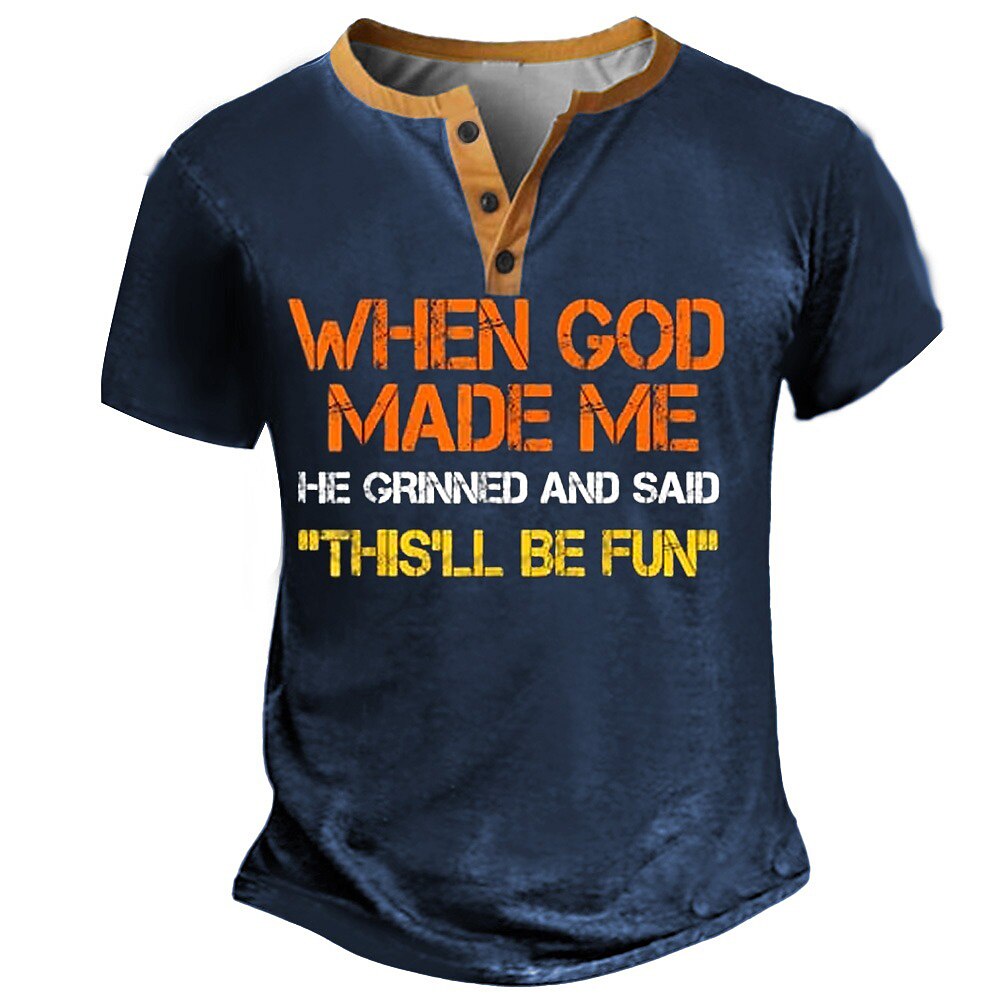 Herren Ostern Lustig T Shirt Henley Hemd Kurzarm Designer Retro Vintage Straße Lässig Täglich Sommer Frühling Armee-Grün Dunkel Braun Schwarz Marineblau Henley Henley T-Shirt Lightinthebox