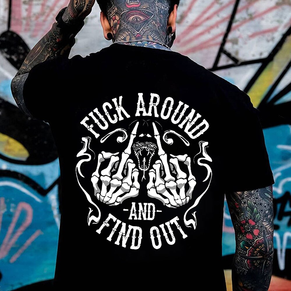 Herren Schädel Lustig T Shirt 100% Baumwolle Kurzarm Grafik Hemd Schwarz Weiß Bequemes T-Shirt Urlaub Straße Modedesigner-Kleidung Lightinthebox