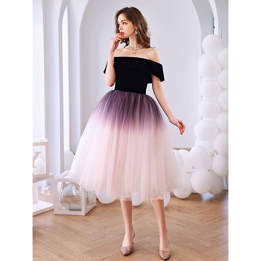 Ballkleid A-Linie Quinceanera-Kleider Elegant Kleid Hochzeit Hochzeitsgast Knielang Ärmellos Schulterfrei Polyester Rückenfrei mit Falten 2025 Lightinthebox