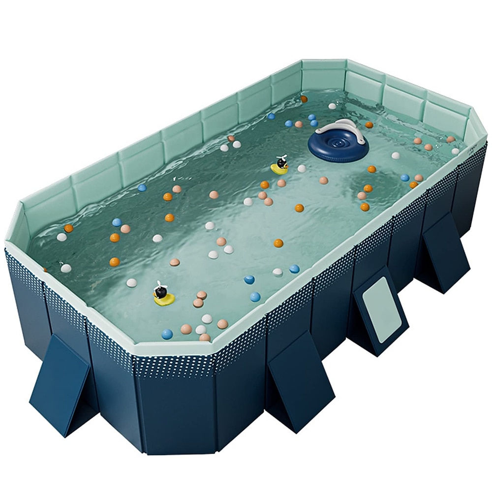 faltbarer aufblasbarer Pool, langlebiger faltbarer aufblasbarer Swimmingpool - rechteckige Form, PVC-Material, mehrere Komponenten - für Familienspaß Lightinthebox