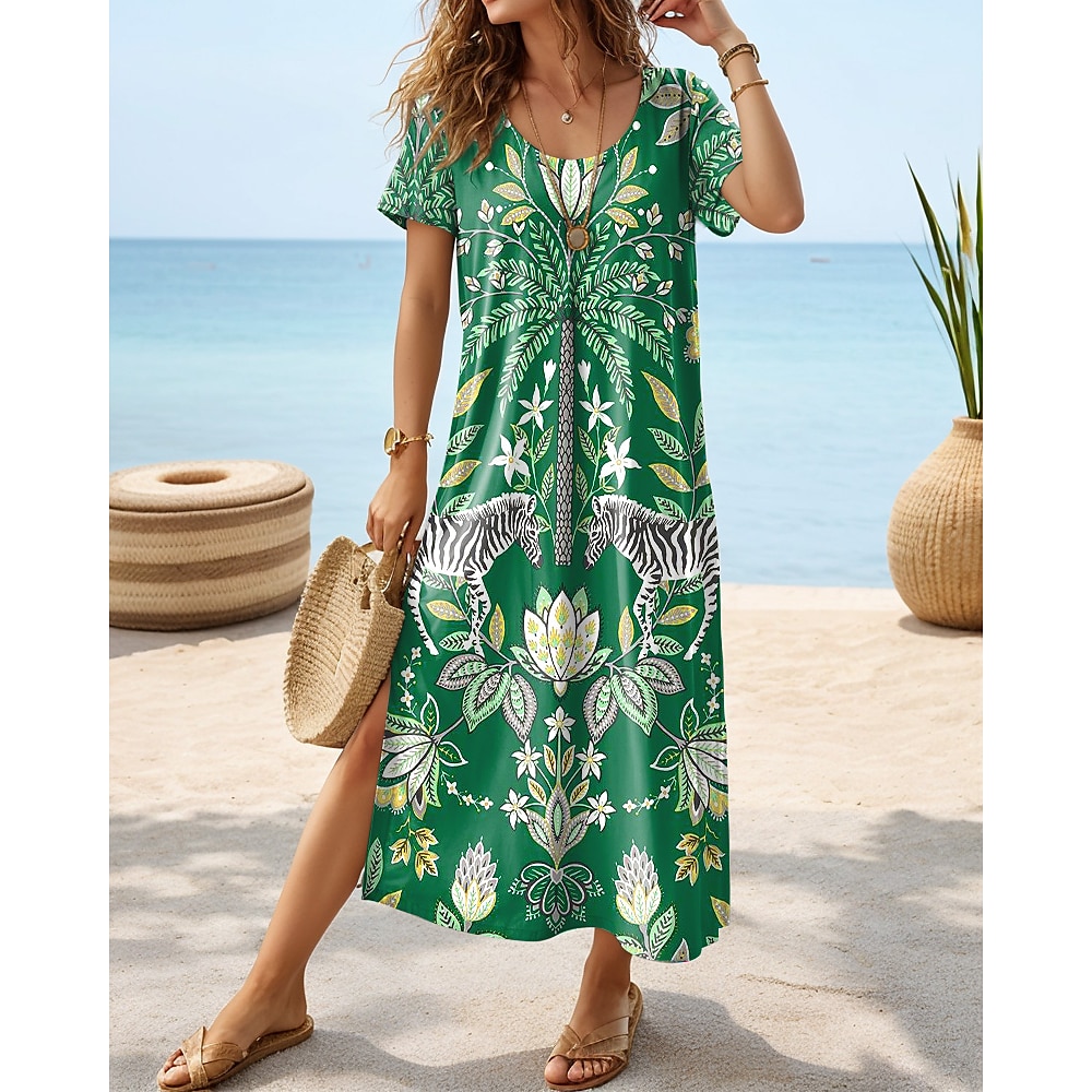 Damen Midikleid Sommerkleid A Linie Kleid Urlaub Brautkleider schlicht Boho Schmetterling Urlaub Strand Regular Fit Graphic Geometrisch Paisley-Muster Kurzarm Rundhalsausschnitt Hellblau Purpur Grün Lightinthebox