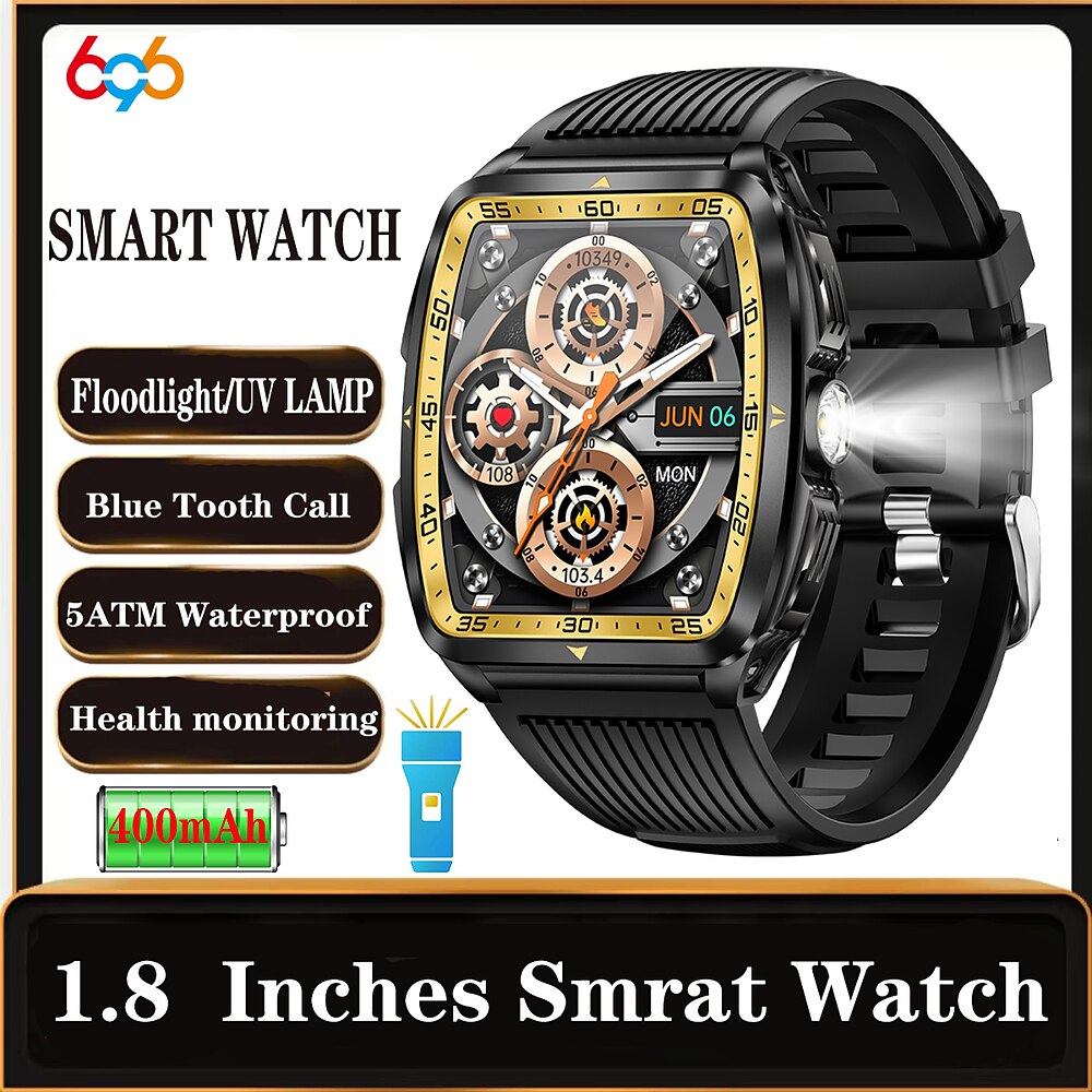 696 KT83 Smartwatch 1.8 Zoll Smartwatch Fitnessuhr Bluetooth Schrittzähler Anruferinnerung Schlaf-Tracker Kompatibel mit Android iOS Herren Freisprechanrufe Nachrichtenerinnerung Schrittzähler IPX-0 Lightinthebox