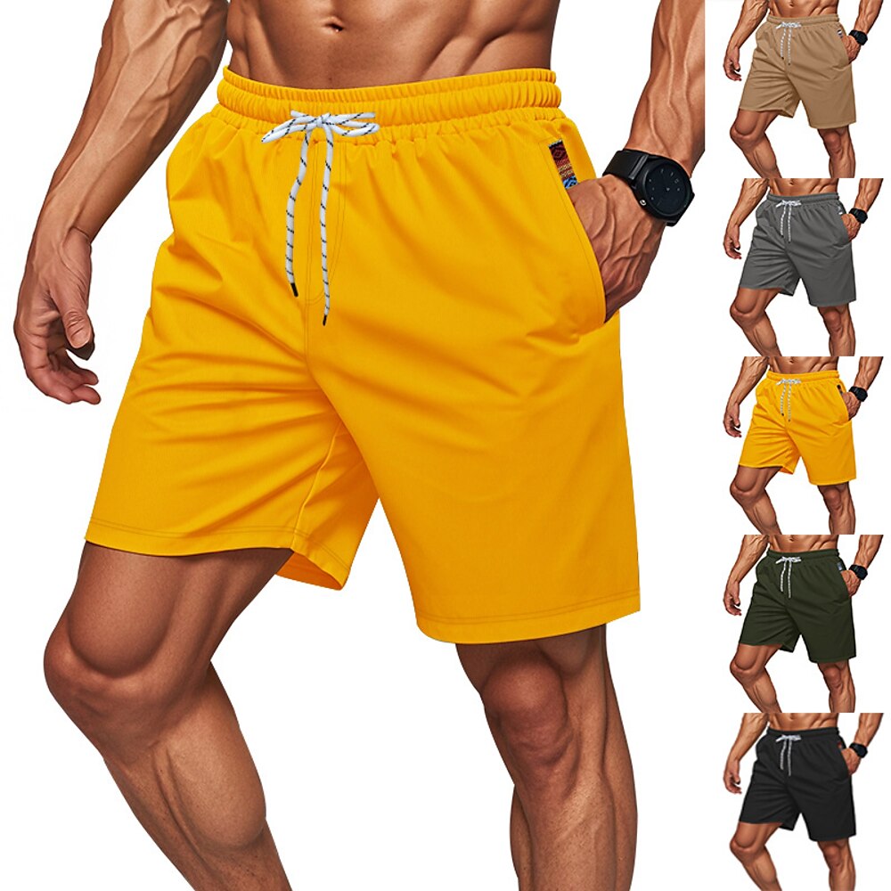 Herren Sportliche Shorts Shorts Laufshorts Turnhose Sport Täglich Schnelltrocknend Hohe Dehnung Bequem Tasche Kordelzug Elastischer Bund Einfach Kurz Gymnastik Lässig Sportkleidung Schwarz Gelb Lightinthebox