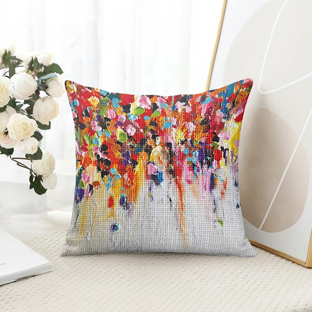 Gemalte Blumen Dekorative Kissenbezüge 1 Stück Weicher quadratischer Sofakissenbezug Kissenbezug für Schlafzimmer Wohnzimmer Sofa Stuhl Lightinthebox