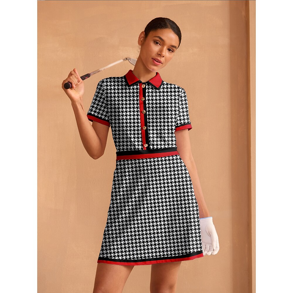 Damen Tenniskleid Golfkleid Schwarz Kurzarm Kleid Damen-Golfkleidung, Kleidung, Outfits, Kleidung Lightinthebox