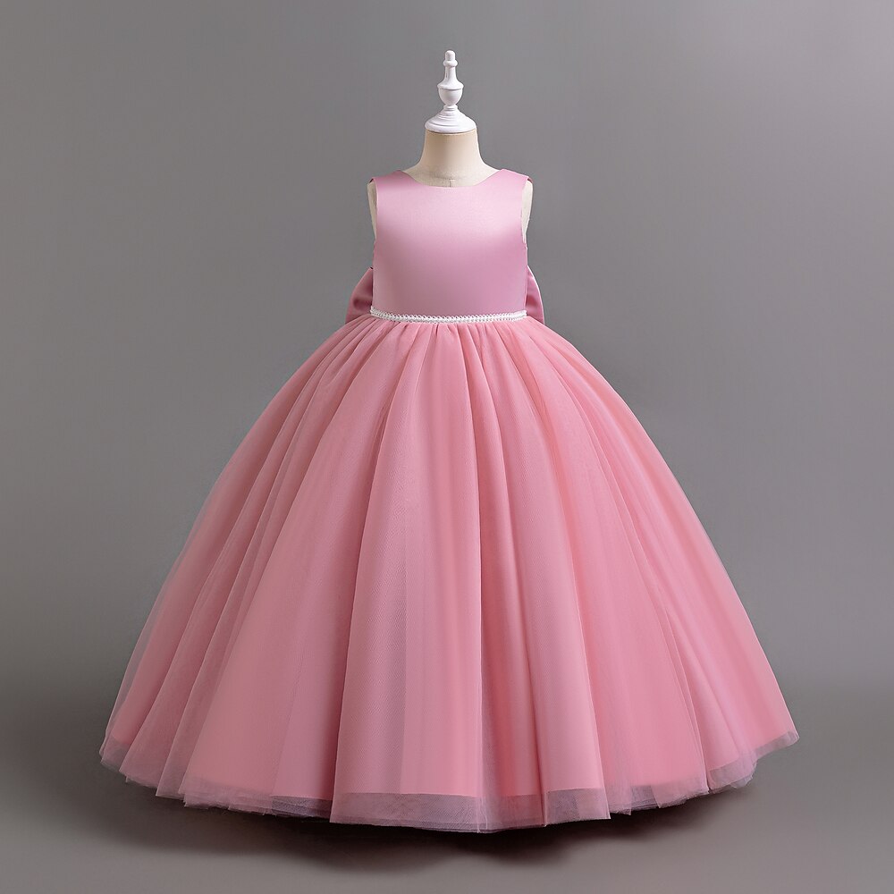 Kinder Mädchen Partykleid Einfarbig Ärmellos Hochzeit Besonderer Anlass Prinzessin Süß Polyester Sommer Frühling Ab 4 Jahren Champagner Rosa Purpur Lightinthebox