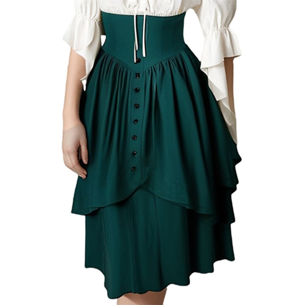 Retro Vintage Mittelalterlich Steampunk Midlänge Rock Wikinger Hohe Taille Einfarbig Damen Keltisch Steampunk Halloween Karneval Urlaub Alltagstauglich LARP Erwachsene Rock Frühling Sommer Lightinthebox