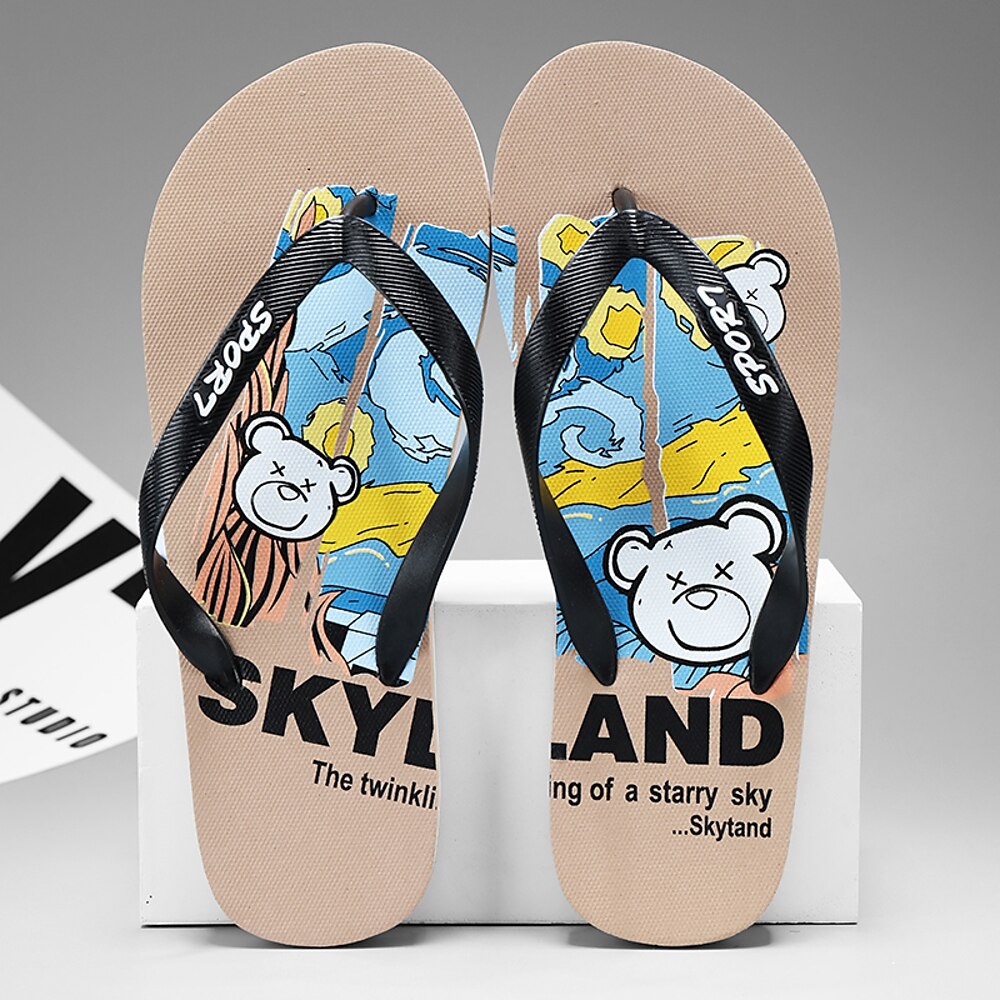 verspielte blaue Flip-Flops mit Cartoon-Hunde-Design - ideal für Strandurlaube und entspannte Spaziergänge am Meer Lightinthebox