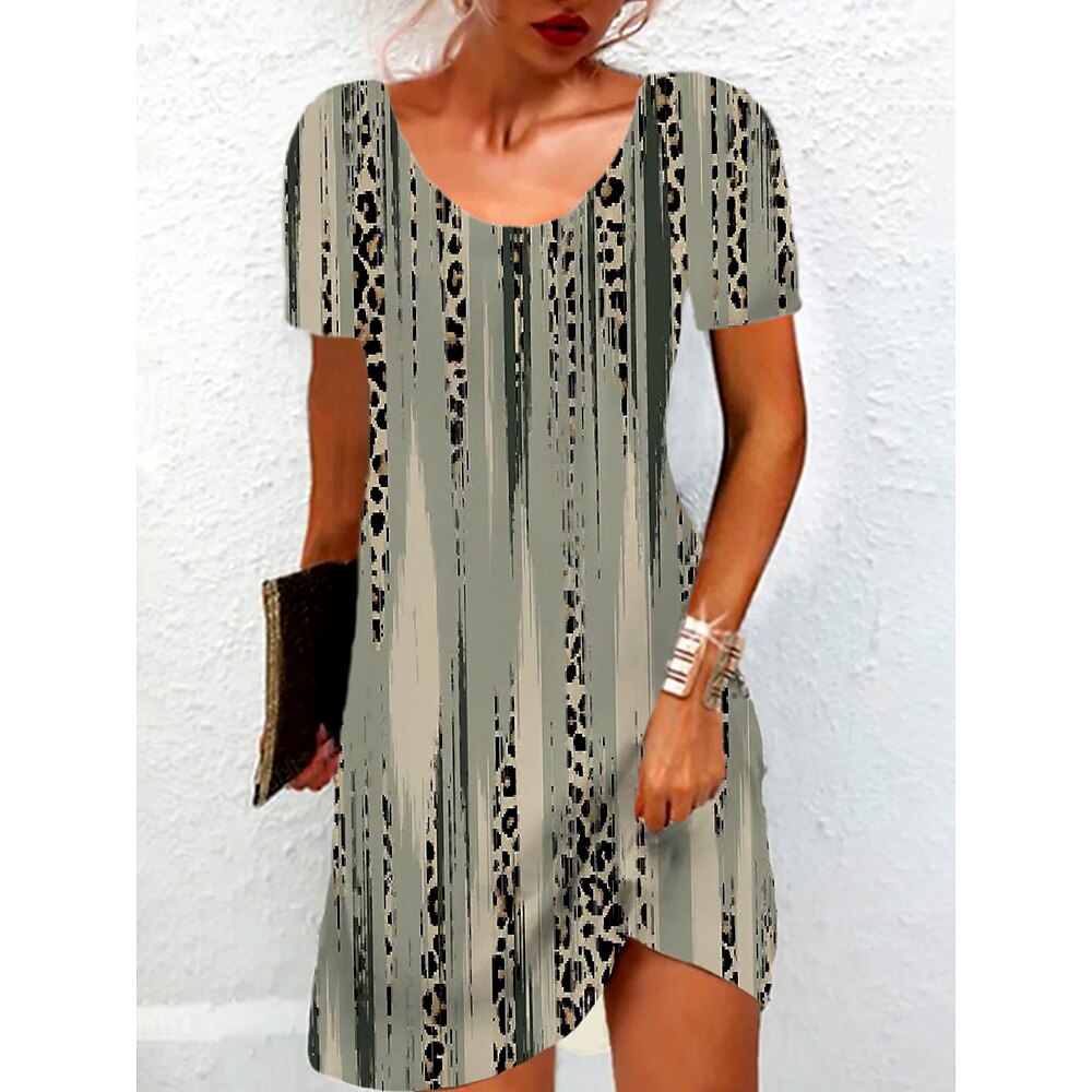 Damen Minikleid Freizeitkleid T-Shirt-Kleid Sommerkleid A Linie Kleid Stilvoll Lässig Ferien Strand Normale Passform Ombre Grafik Kurzarm Rundhalsausschnitt Salbeigrün Sommer Frühling Lightinthebox