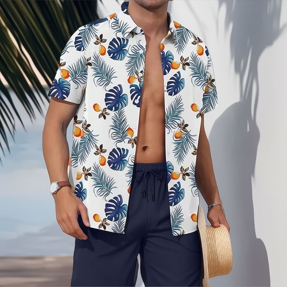 Herren Blumen Pflanzen 2St Hemden-Sets Sommeroberteile Kurzarm Kurze Hosen Umlegekragen Lässig Resort Outdoor Lässig Täglich 3D-Druck Rubinrot Lightinthebox