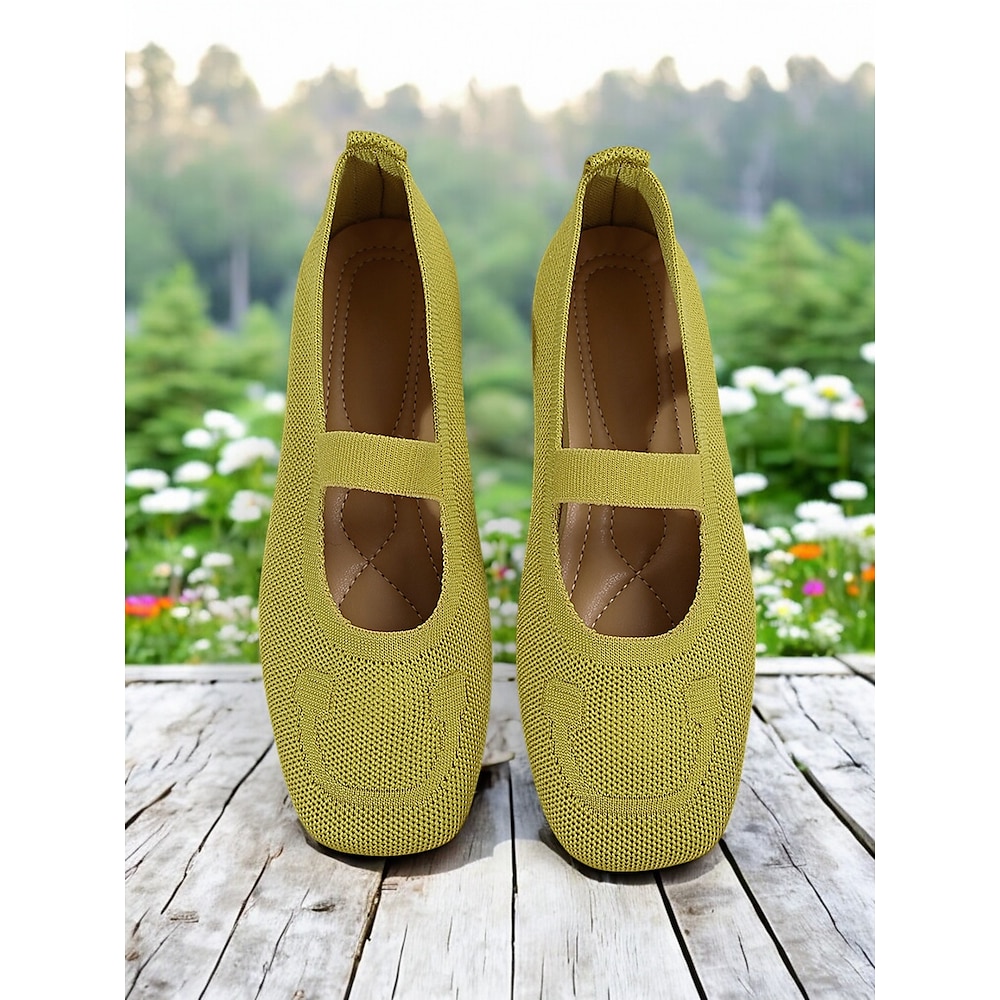 Flyknit Mary Jane Flats für Damen - bequeme Schlupfschuhe mit quadratischer Zehenpartie für den Sommer und den Alltag Lightinthebox