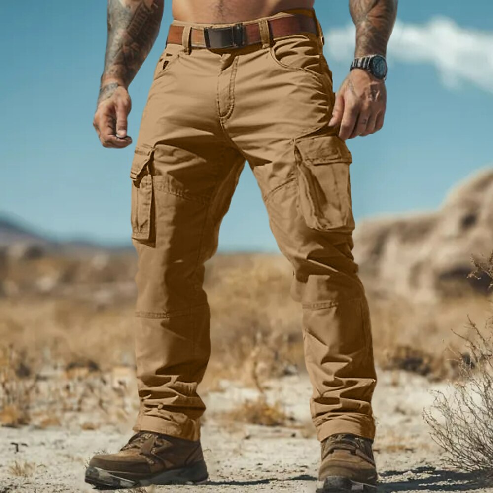 Herren Cargo-Hosen Cargohose Arbeitshosen Wanderhose Mehrere Taschen Gerader Schnitt Einfach Feuchtigkeitsableitend tragbar Volle Länge Outdoor Täglich Campen und Wandern Mode Streetwear Schwarz Lightinthebox
