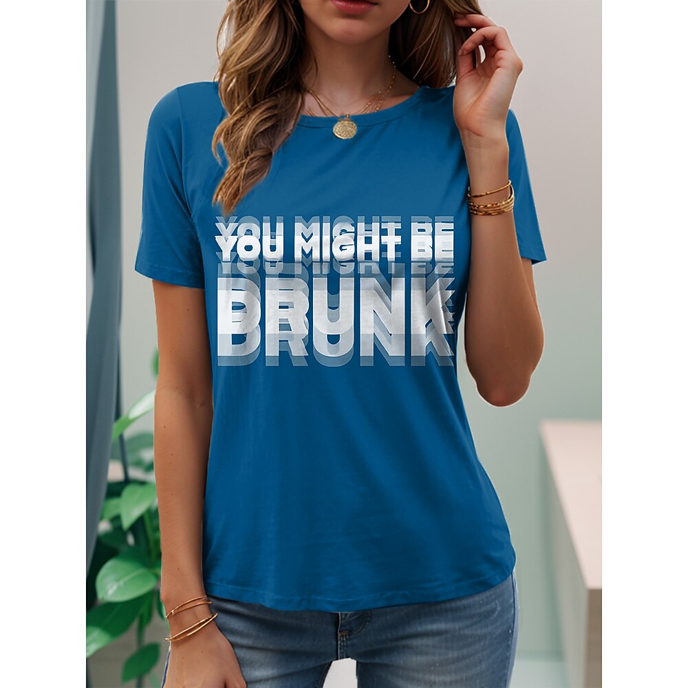 Damen T Shirt Grafik Buchstabe Stilvoll Lässig Kurzarm Rundhals Normale Oberteile Täglich Wochenende Druck Schwarz Rote Blau Grün Violett Sommer Frühling Lightinthebox