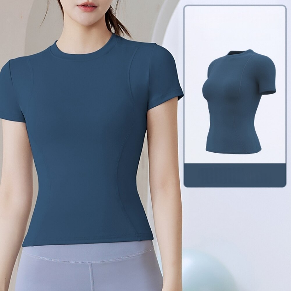 Damen Lauf-T-Shirt Kurzarm T-Shirt Lässig Athleisure Atmungsaktiv Schnelltrocknend Weich Fitnesstraining Laufen Gehen Sportbekleidung Sportkleidung Einfarbig Schwarz Rosa Königsblau Lightinthebox