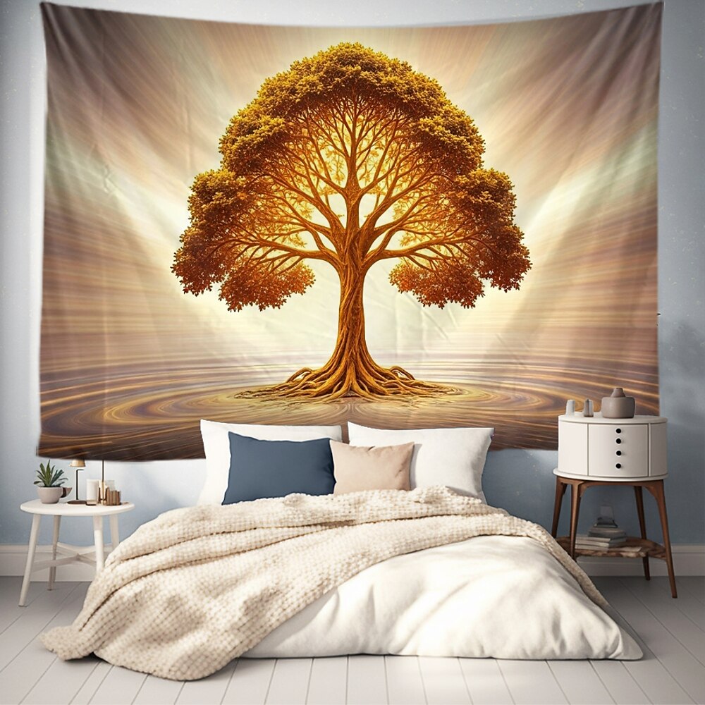 Baum des Lebens hängender Wandteppich Wandkunst große Wandteppich Wanddekoration Fotohintergrund Decke Vorhang Zuhause Schlafzimmer Wohnzimmer Dekoration Lightinthebox