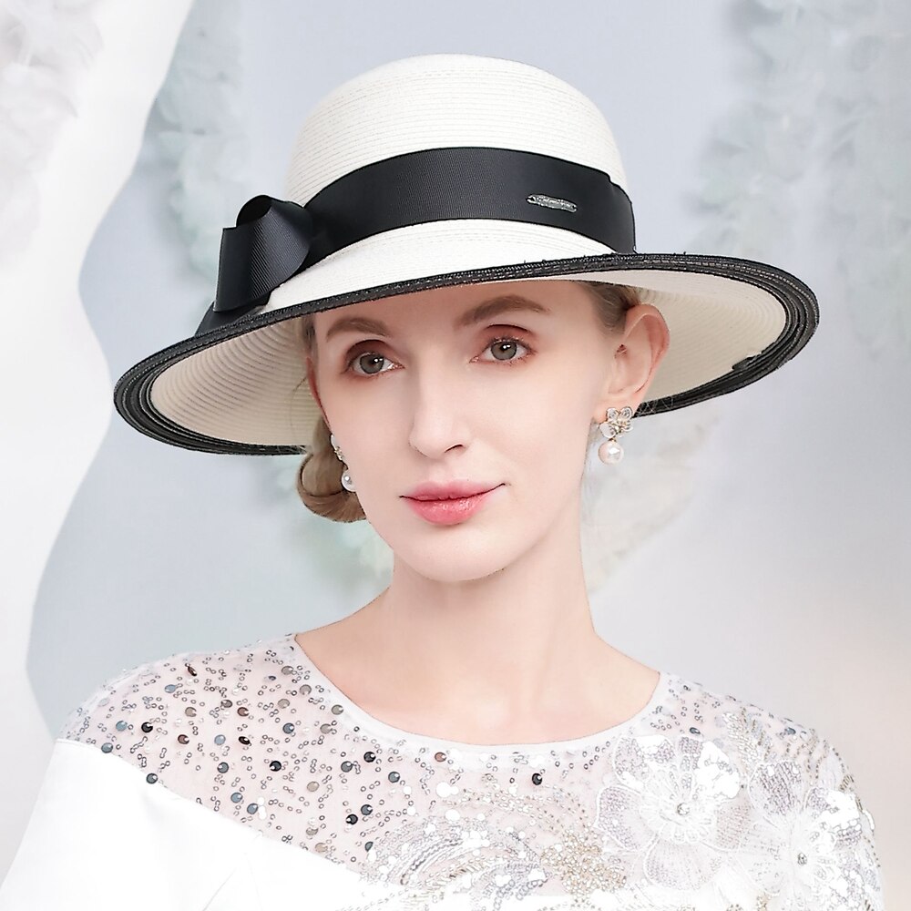 Hüte Faser Bowler / Glockenhut Strohhut Sonnenhut Hochzeit Teeparty elegante Hochzeit mit Bowknot Spleißen Kopfbedeckung Kopfbedeckung Lightinthebox