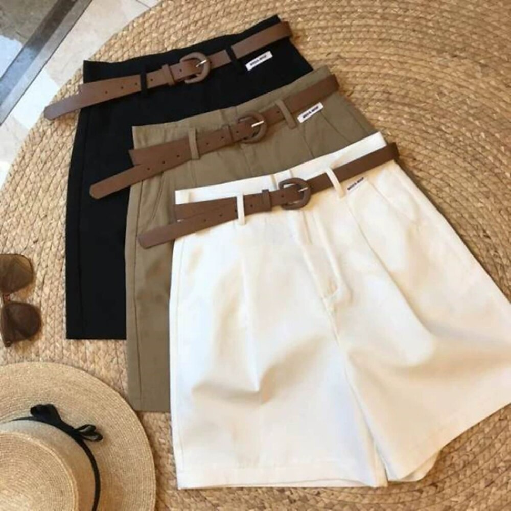 Damen Shorts Stoffhosen Mode Streetwear Kurz Natürliche Taille Einfach Tasche Außenbereich Bequem Straße Ausgehen Schwarz Weiß Khaki Sommer Normale Passform Lightinthebox
