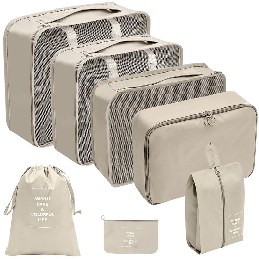 Kompressionspackwürfel zur Aufbewahrung von Reisegepäck und als platzsparender Rucksack-Organizer, faltbare Kultur- und Kosmetiktaschen, Kleidung, Schuhe, digitales Zubehör, Reisetaschen-Set mit Lightinthebox