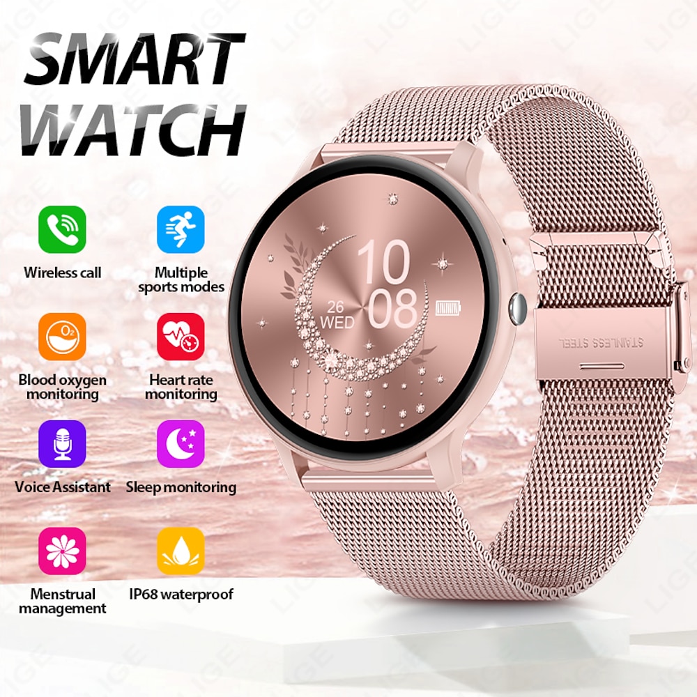 LIGE BW0905 Smartwatch 1.69 Zoll Smartwatch Fitnessuhr Bluetooth Anruferinnerung Herzschlagmonitor Sitzende Erinnerung Kompatibel mit Android iOS Damen Herren Freisprechanrufe Wasserdicht Lightinthebox