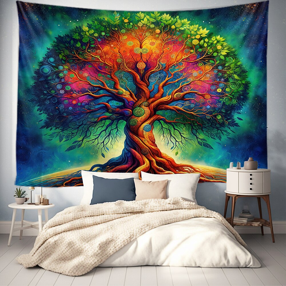 Baum des Lebens hängender Wandteppich Wandkunst große Wandteppich Wandmalerei Dekorfoto Hintergrunddecke Vorhang für Zuhause Schlafzimmer Wohnzimmer Dekoration Lightinthebox