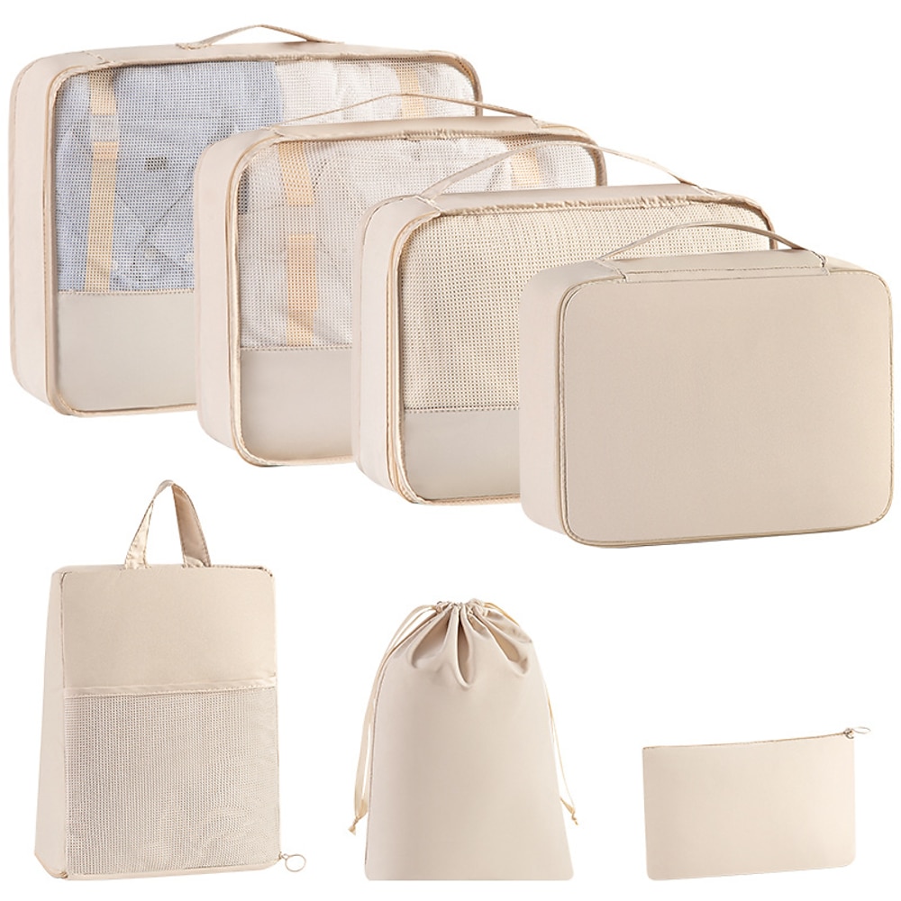 Kompressions-Packwürfel-Set für die Reise, 7-teiliges Gepäck-Organizer-Set, digital, Toilettenartikel Kosmetik-Aufbewahrungstaschen, Reisetaschen-Set ohne Kompression Lightinthebox