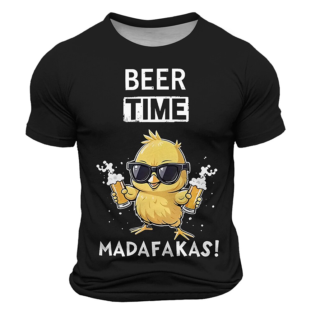 Herren Küken Oktoberfest-Bier T Shirt Kurzarm T-Shirt 3D-Druck Rundhalsausschnitt Hemd Mode Täglich Straße Täglich Schwarz Blau Grün Sommer Frühling Bekleidung S M L XL XXL XXXL Lightinthebox