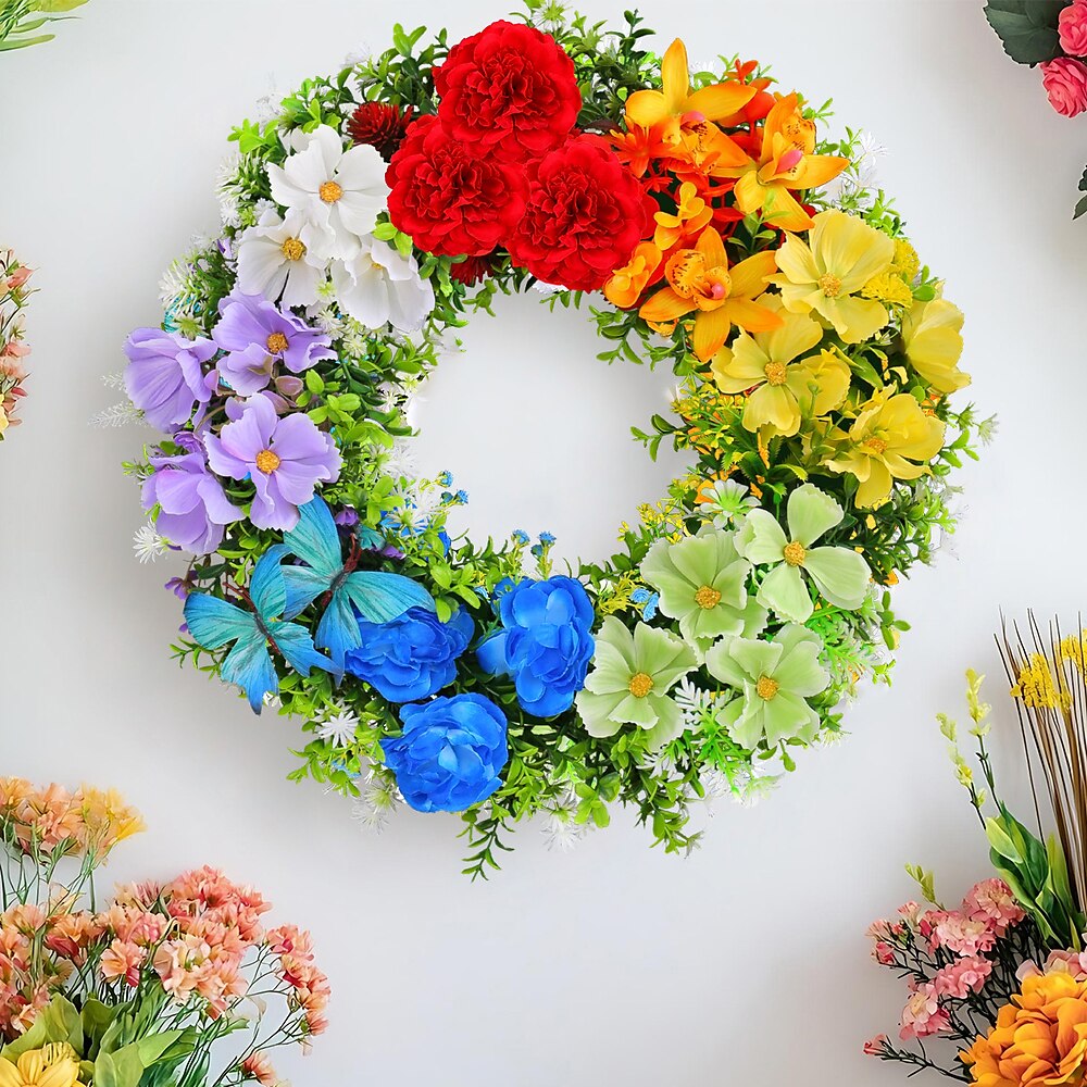 Bienentag Gnom Geschenk Dekoration bunte künstliche Blume Schmetterling Kranz dekorative Tür hängen für Garten Lightinthebox